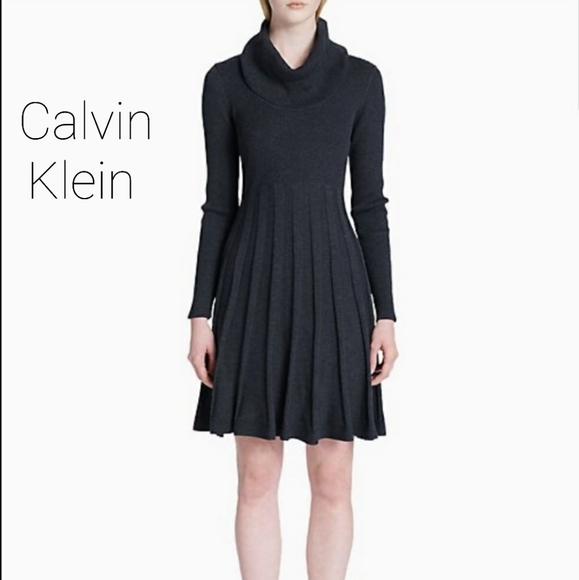 Calvin Klein Dresses & Skirts - Calvin Klein Fit & Flare Sweater Dress Turtleneck